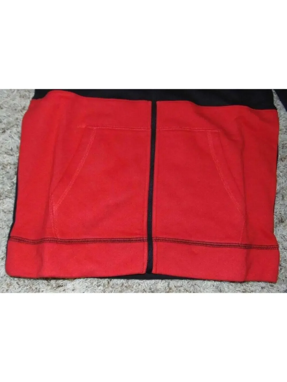 Tek Gear Hoodie Jacket Boys 8 Black Red Fleece Lined Full Zip Up Husky